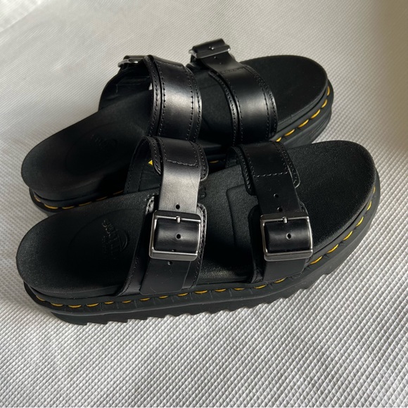 Dr. Martens Myles Brando Leather Buckle Slide Sandals - Picture 10 of 14